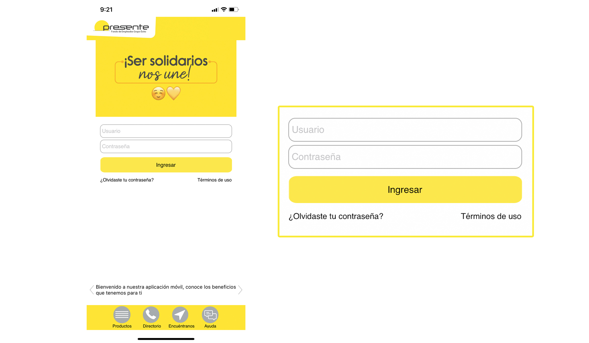 ingreso a la App